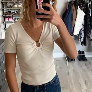 White shirt with key hole